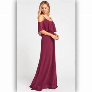 Show Me Your MuMu Caitlin Purple Off Shoulder Maxi Dress Size Small
